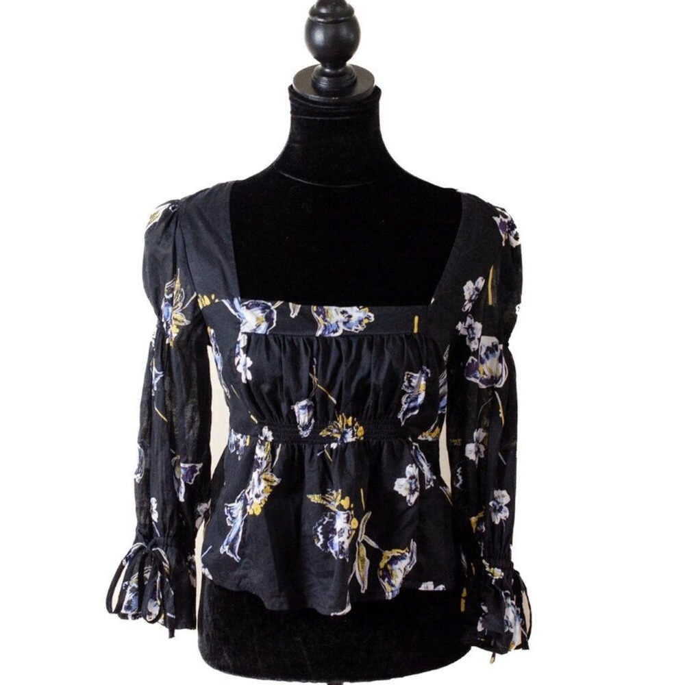 Free People Sheer Floral Blouse